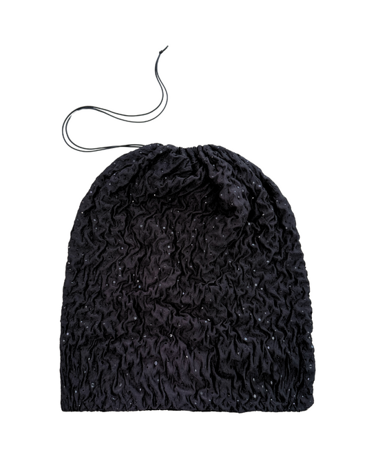 Ruffle Black Money Bag with Sequins