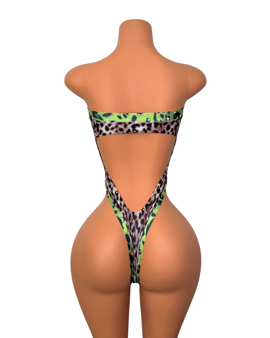 Jade One Piece in Cheetah w/ Crystals