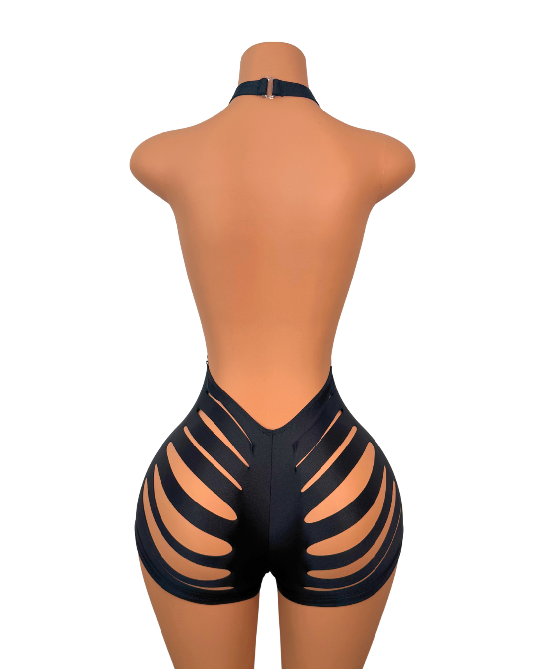 Maison Louie Halter Romper in Black