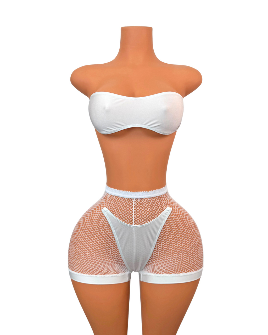 Fishnet Short Set in White