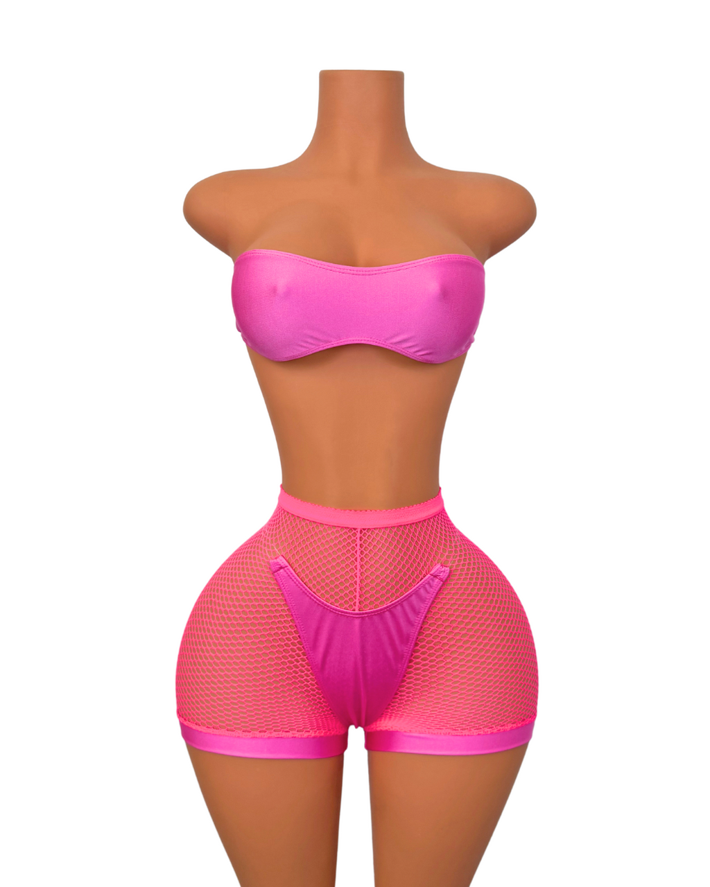 Fishnet Short Set in Pink