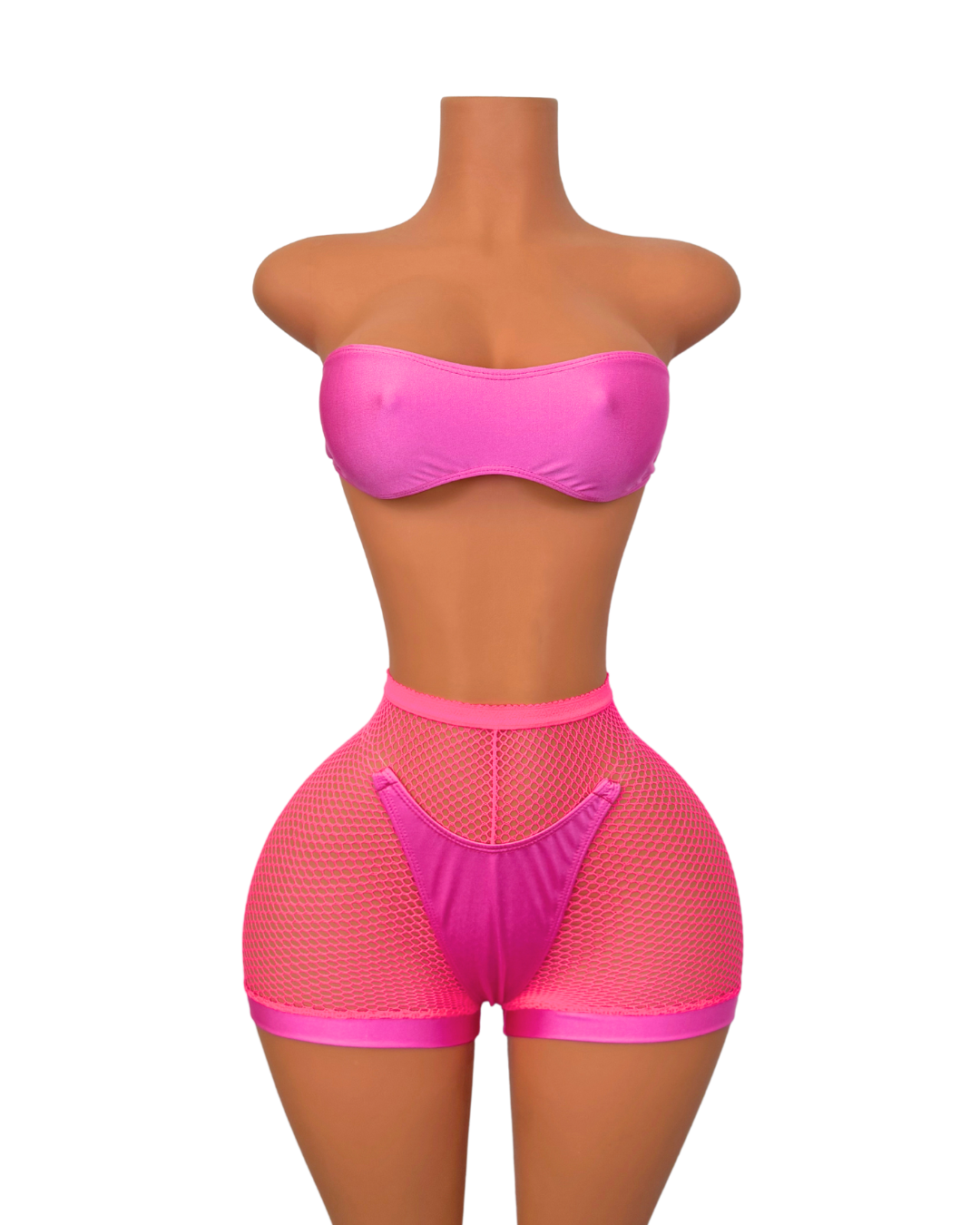 Fishnet Short Set in Pink