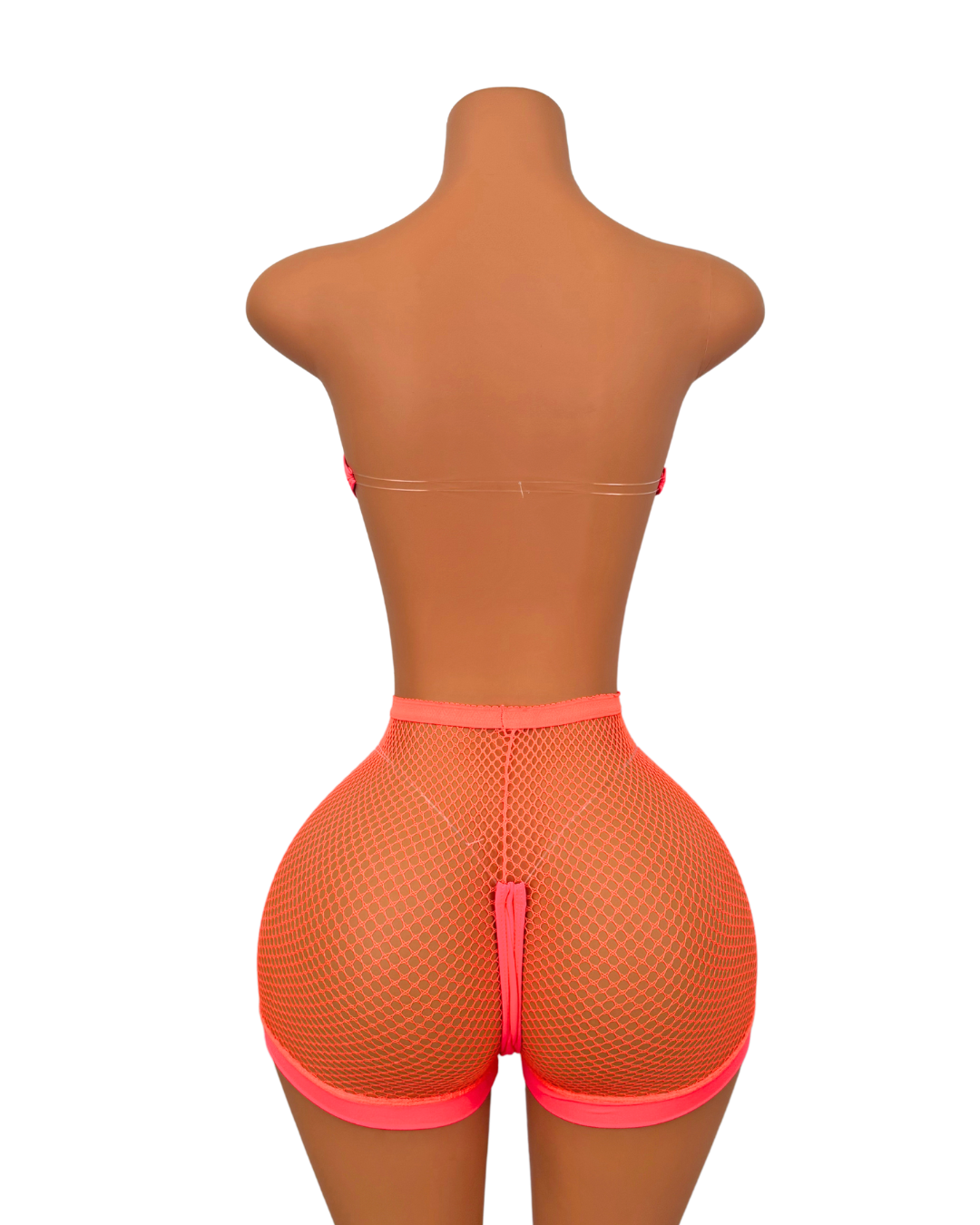 Fishnet Short Set in Orange