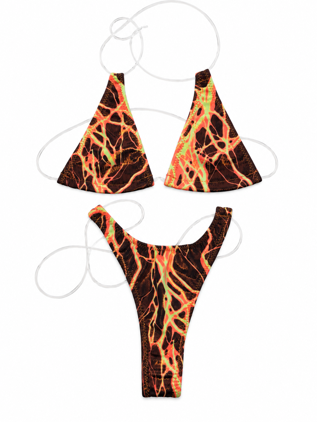 Clear String Neon Orange Bikini