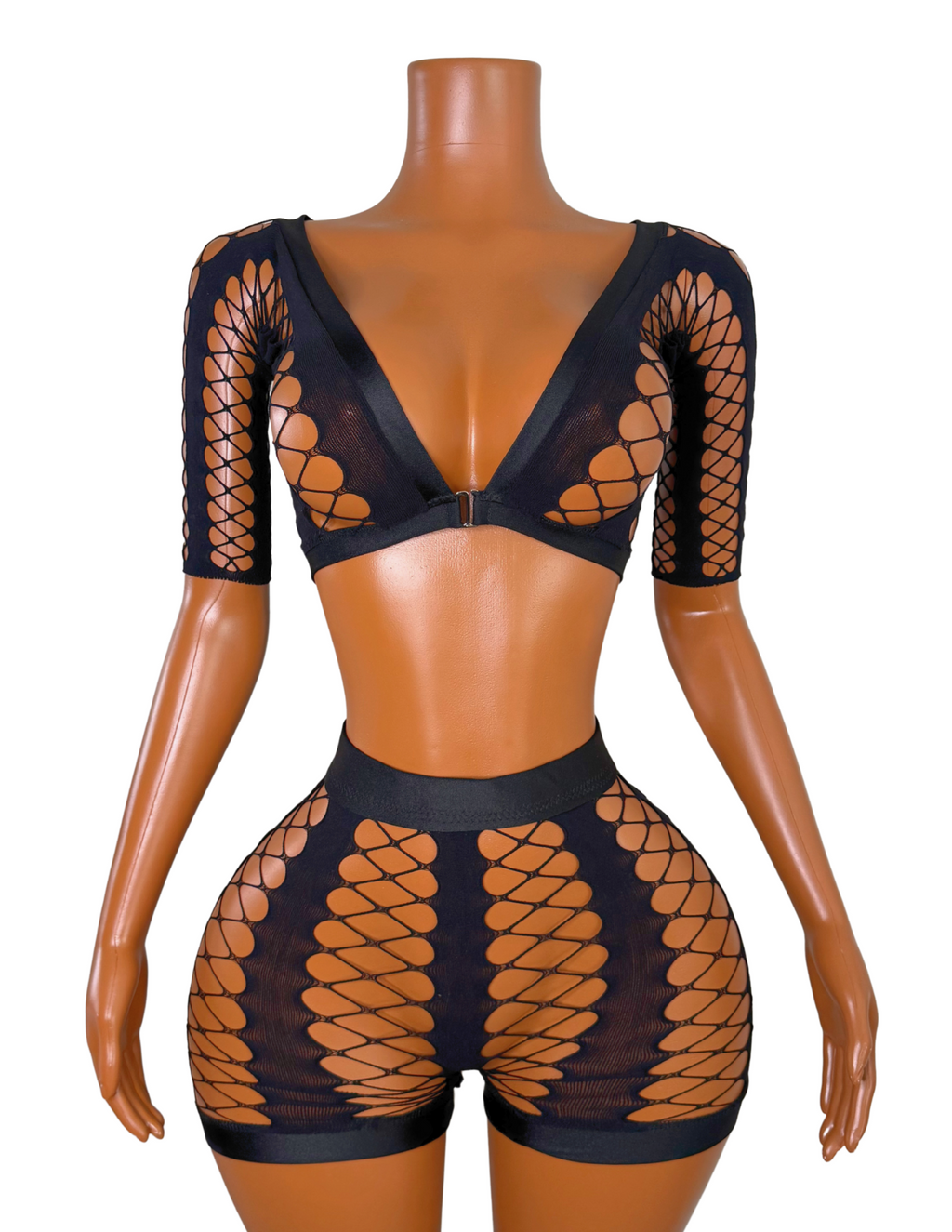 Jailene Fishnet Two Piece Short Set