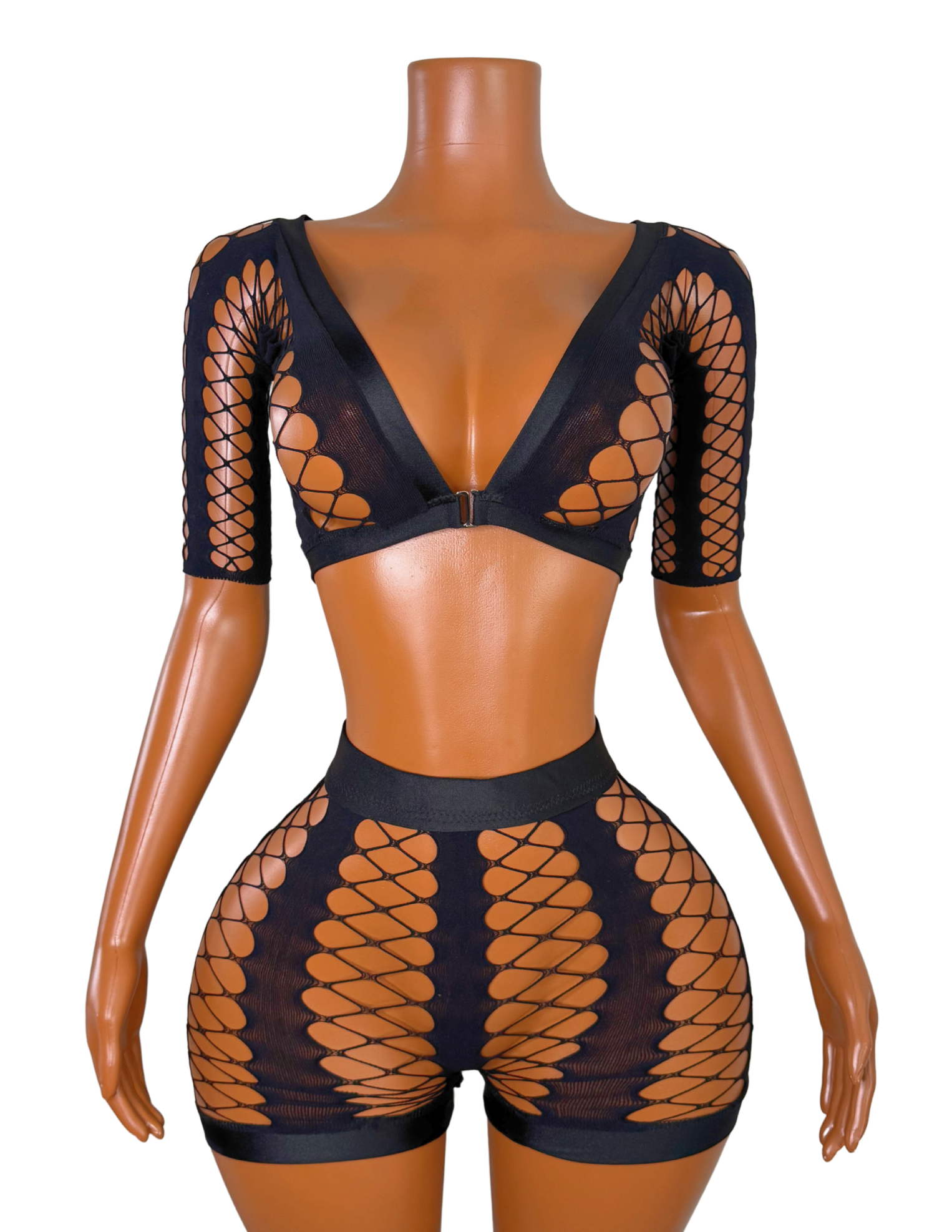 Jailene Fishnet Two Piece Short Set