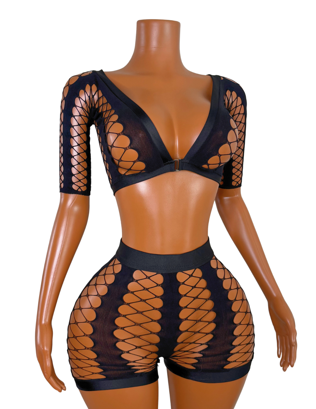 Jailene Fishnet Two Piece Short Set