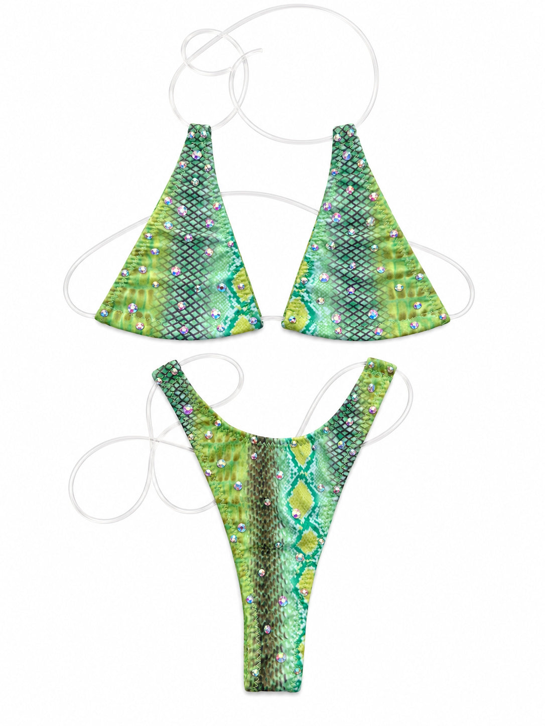 Clear String Bikini in Lime Python