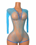 Icy Cheetah Fishnet Romper w/ Thong