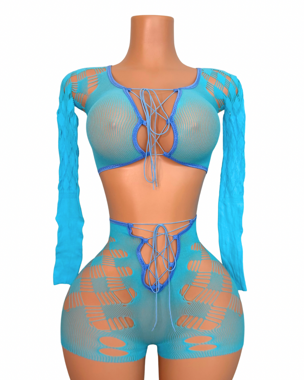Icy Fishnet Short Set w/ Thong