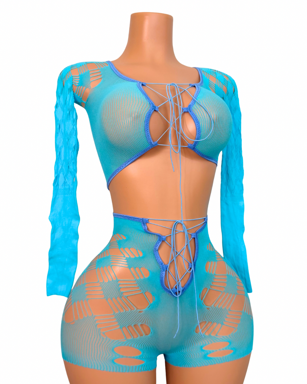 Icy Fishnet Short Set w/ Thong