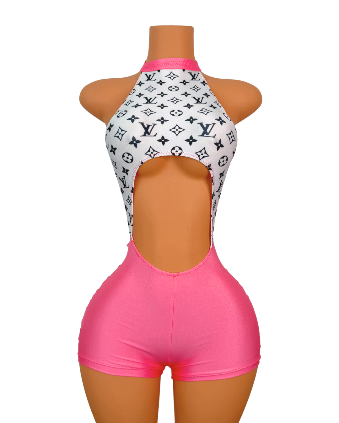 Maison Louie Halter Romper in Blush