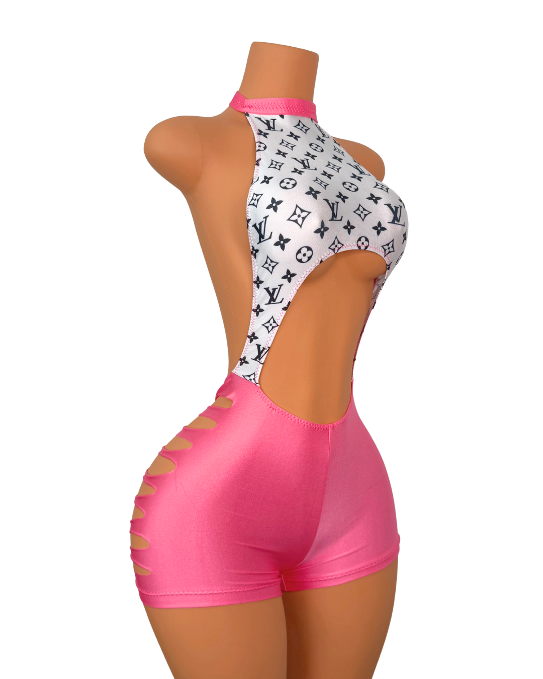 Maison Louie Halter Romper in Blush