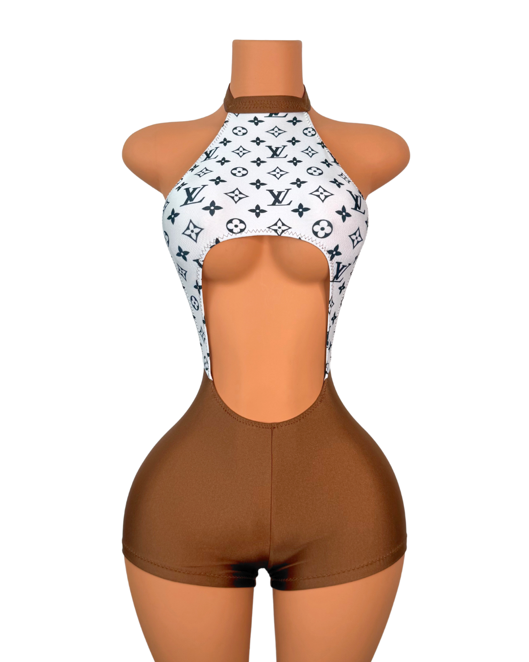 Maison Louie Halter Romper in Mocha