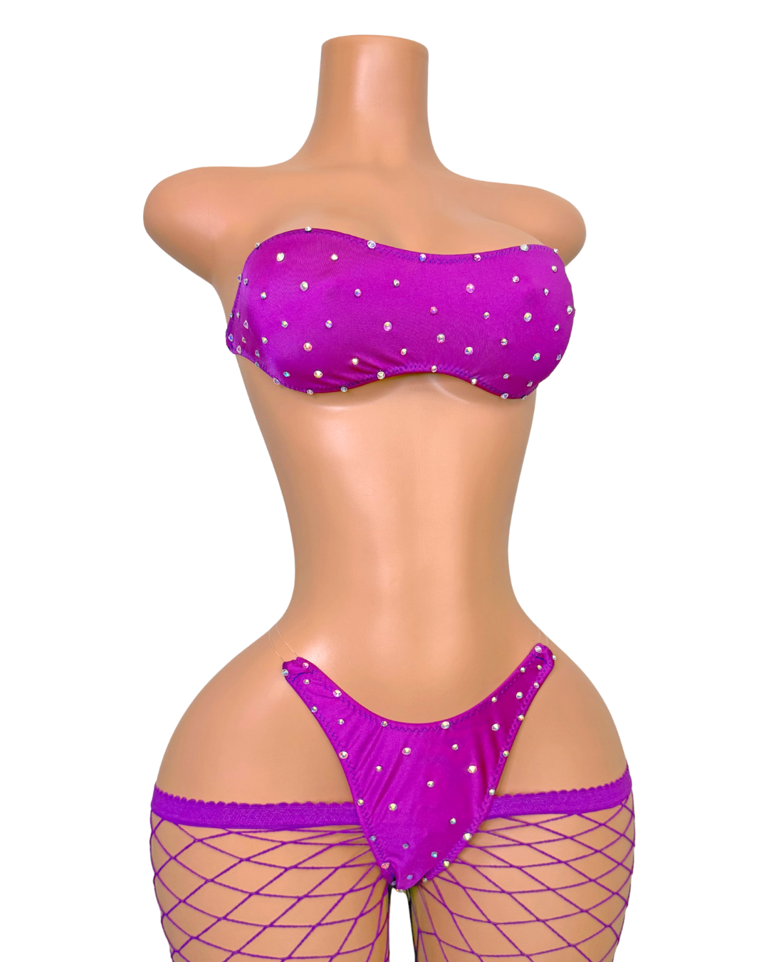 Bandeau Set in Purple with Crystals
