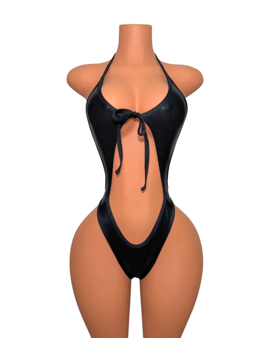 Sabrina One Piece in Shiny Black
