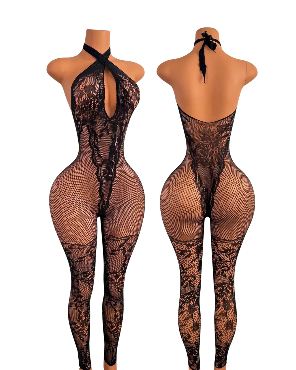 Kayla Floral Net and Lace Lingerie Jumpsuit