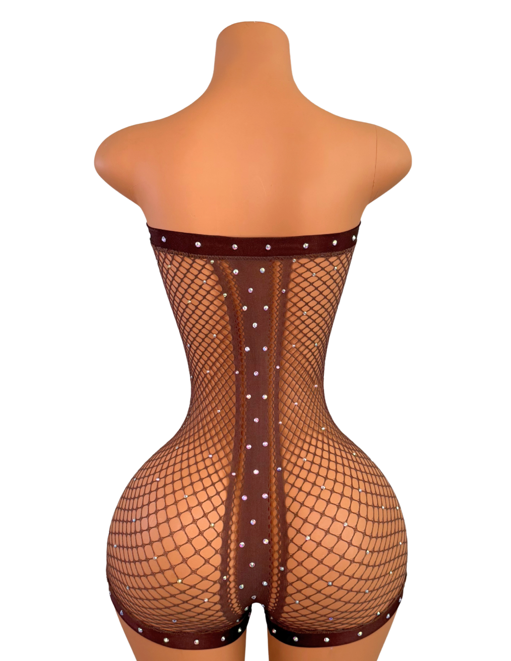 Fishnet Romper in Mocha with Bikini (S-M)