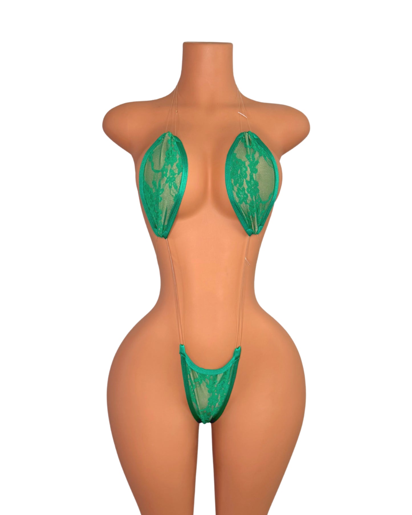 Lace Sling Shot One Piece in Green
