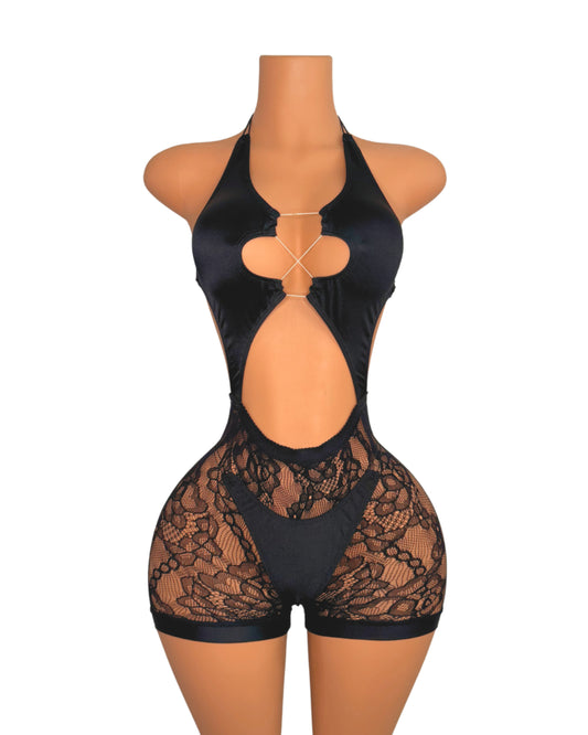 Jaidyn Lace Romper in Black