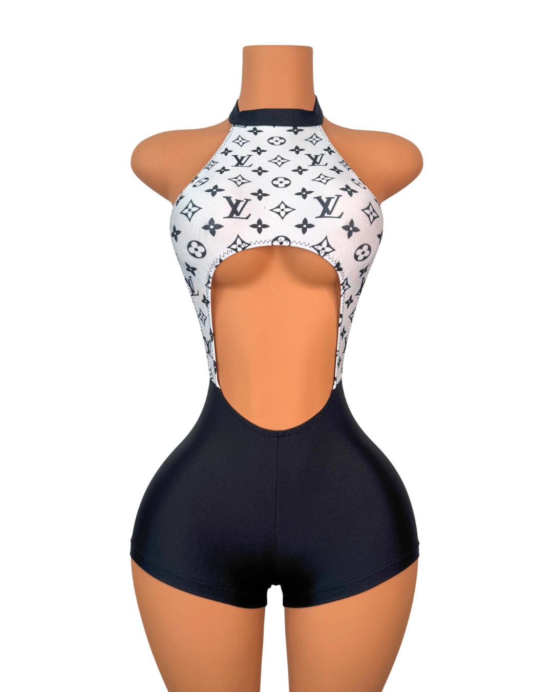 Maison Louie Halter Romper in Black