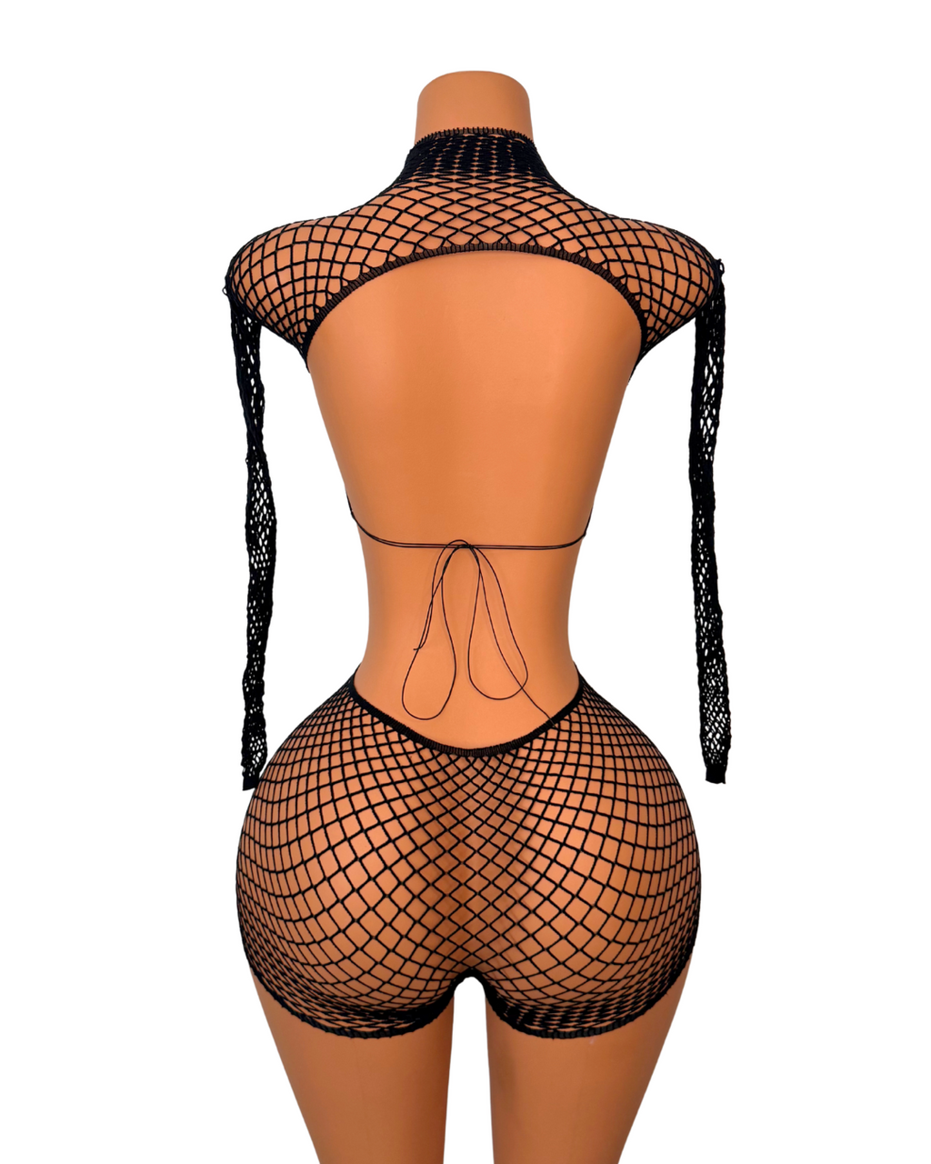 Maya Fishnet Romper in Black