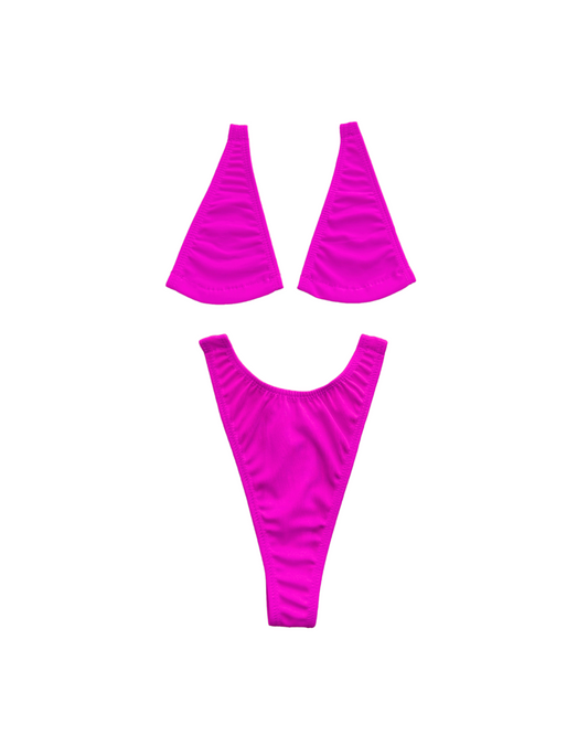 Micro Bikini with Clear String in Hot Pink