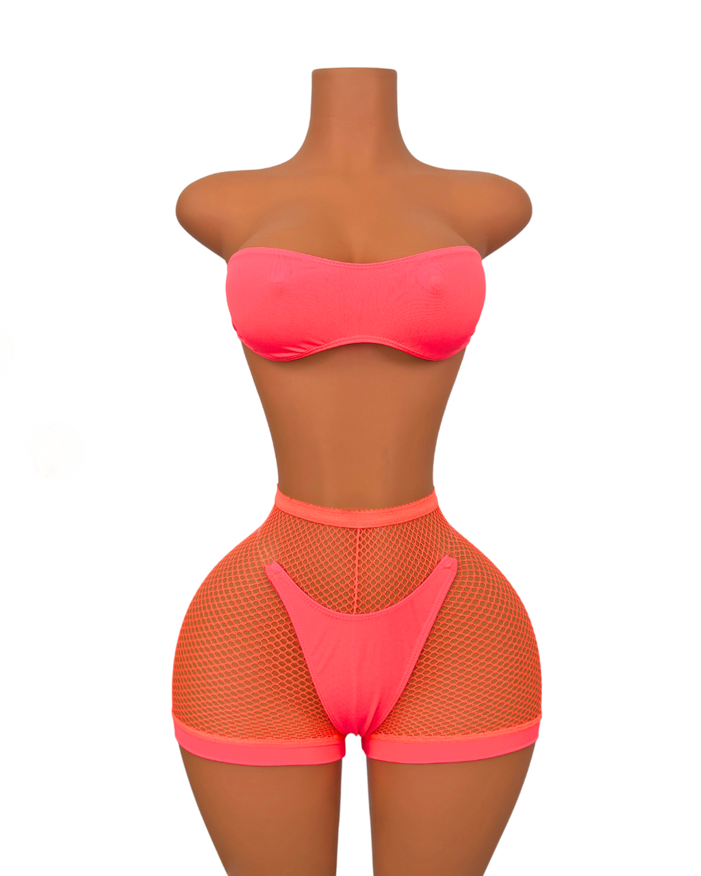 Fishnet Short Set in Orange