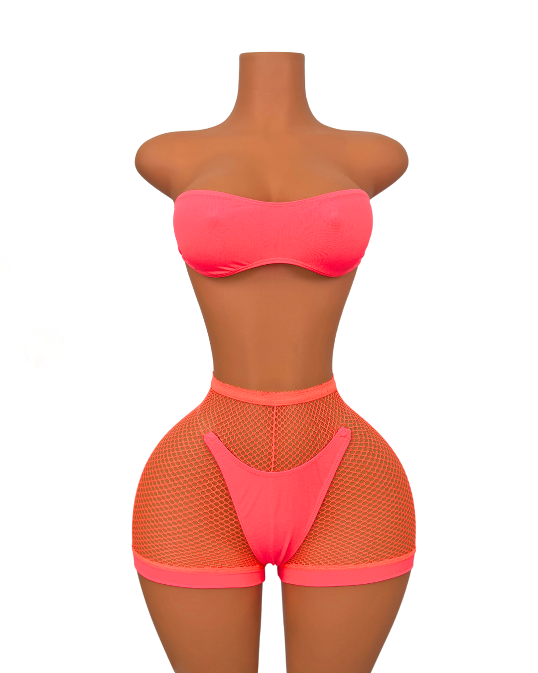 Fishnet Short Set in Orange