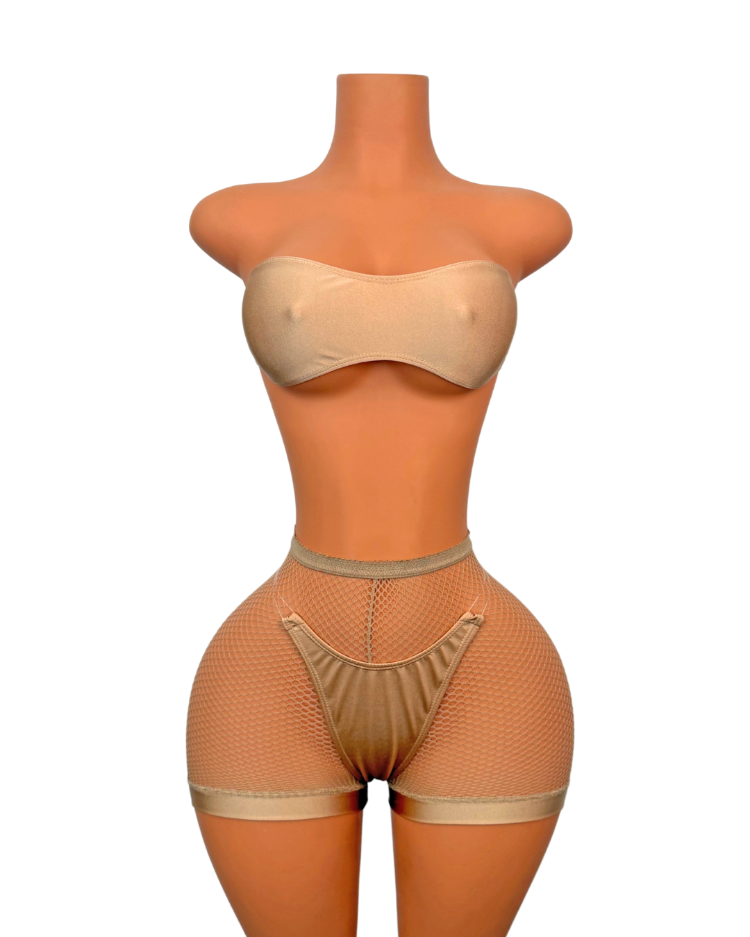 Fishnet Short Set in Nude