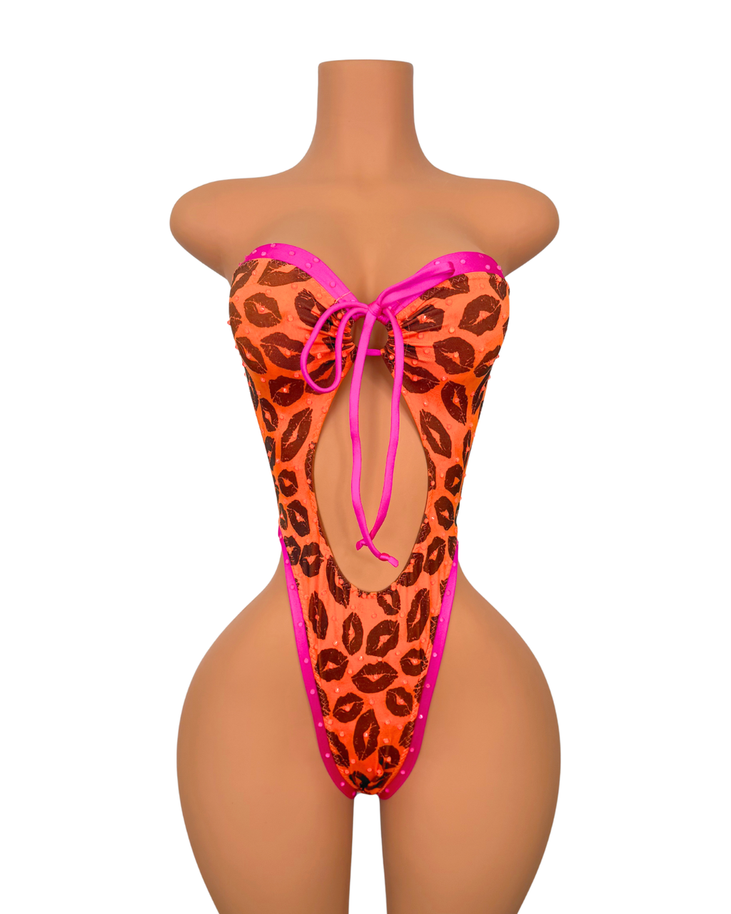 Jade Orange Kisses One Piece with Multicolored Crystals