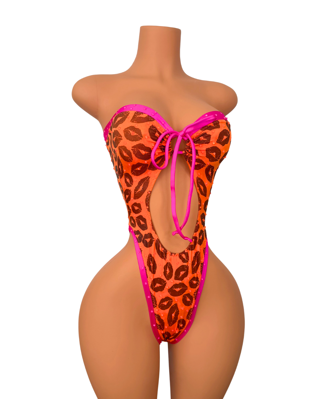 Jade Orange Kisses One Piece with Multicolored Crystals