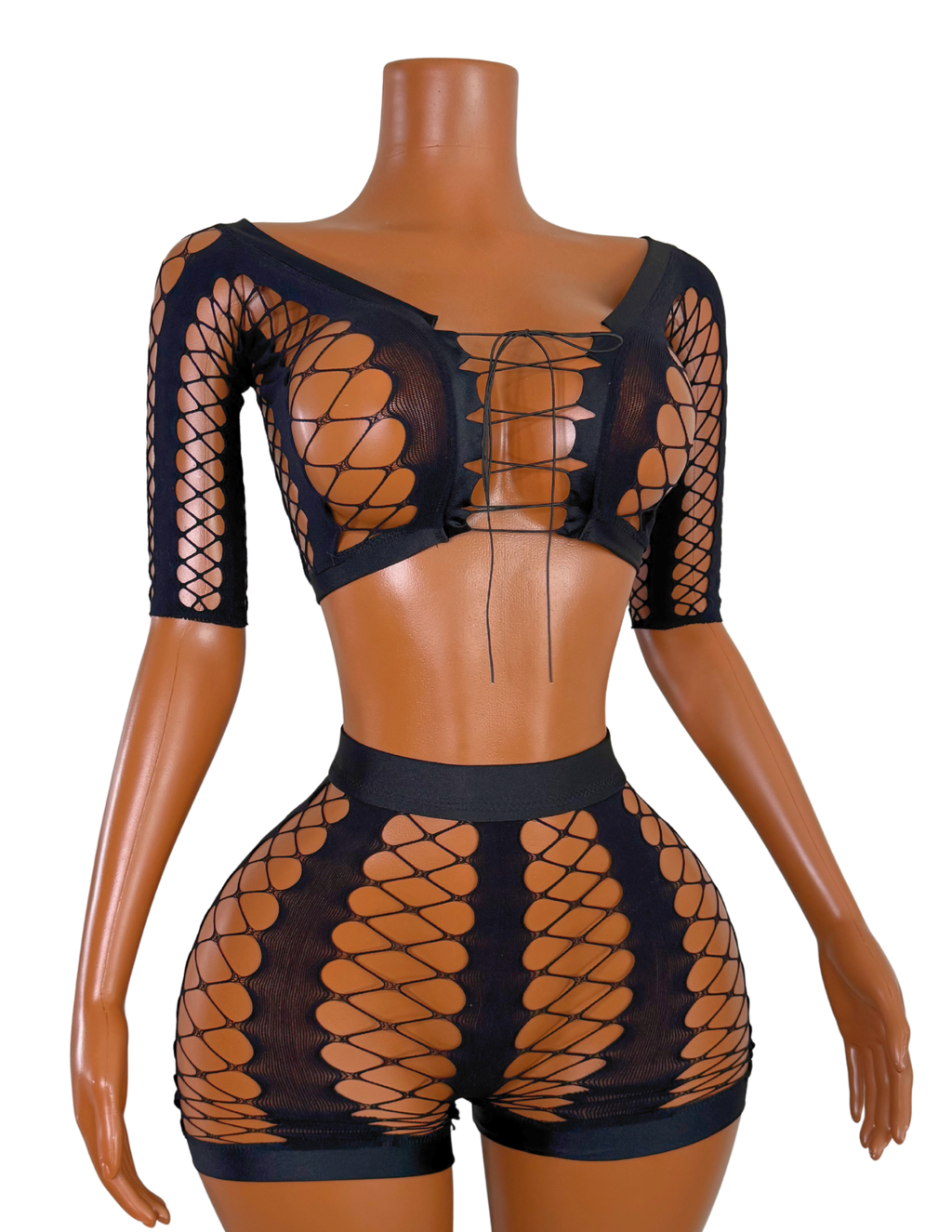 Maxine Fishnet Two Piece Short Set