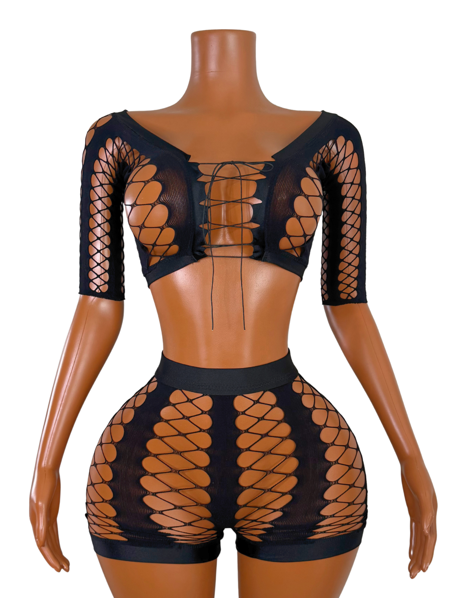 Maxine Fishnet Two Piece Short Set