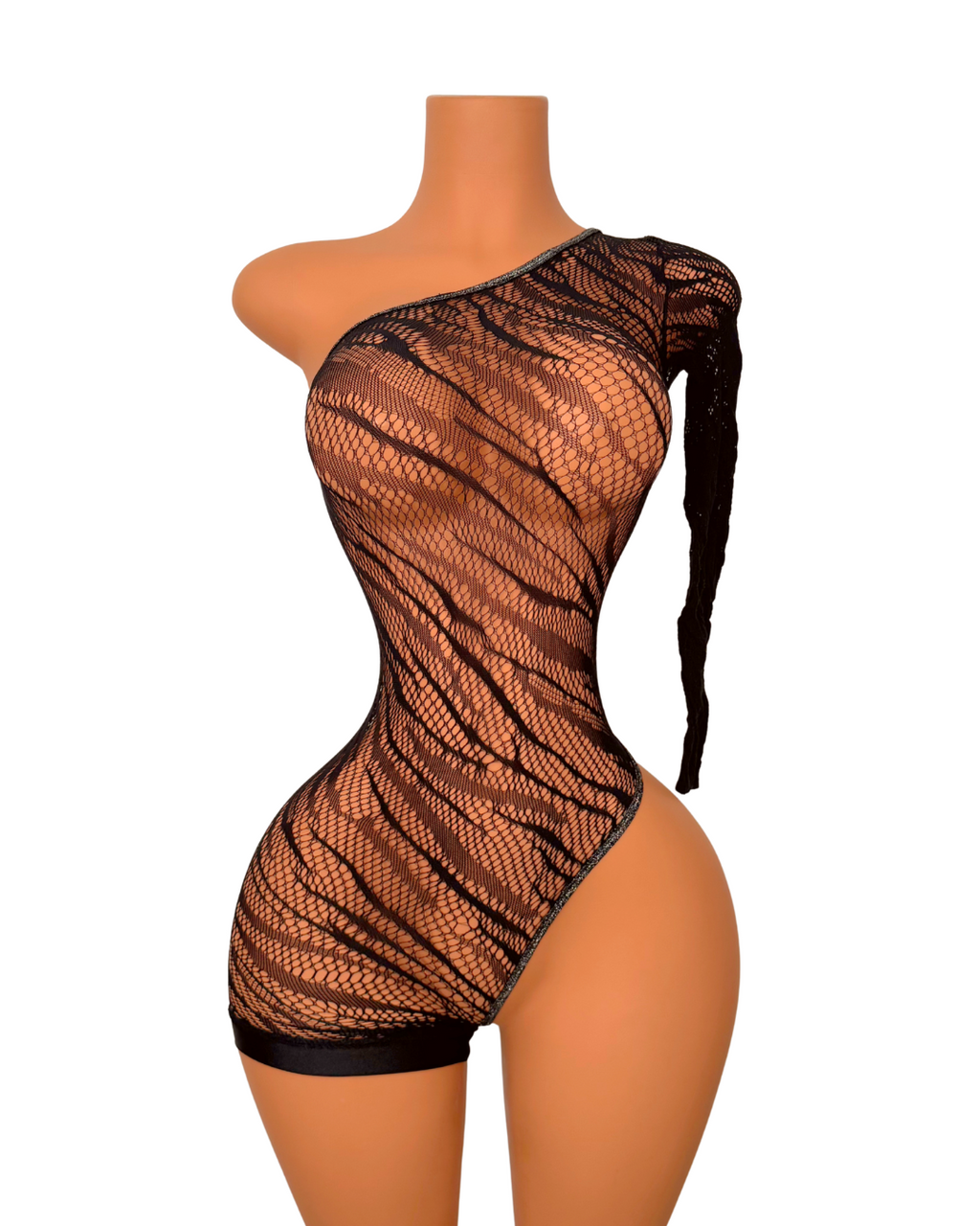 Zebra Fishnet Romper